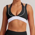 thumbnail image 4 of PISONIC Women Workout Set Two Pieces Adjustable Straps Color Block Sports Bra High Waist Leggings Gym Work Outfits with Pockets, 4 of 7