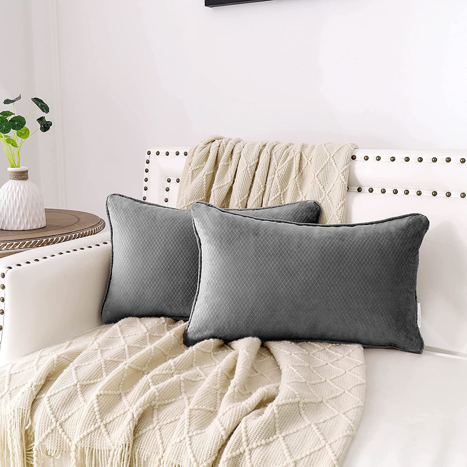 Htooq Velvet Small Lumbar Pillow Covers