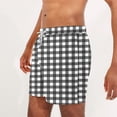 thumbnail image 4 of Men's Fashion Plaid Swim Trunks Quick Dry Drawstring Elastic Waist Beach Swimming Shorts with Pockets, 4 of 5