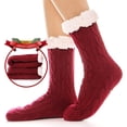 thumbnail image 6 of Women Slipper Socks Fuzzy Fluffy Cozy Cabin Winter Fleece Soft Warm Comfy Thick Christmas Non Slip Stocking Stuffer - Red, 6 of 6