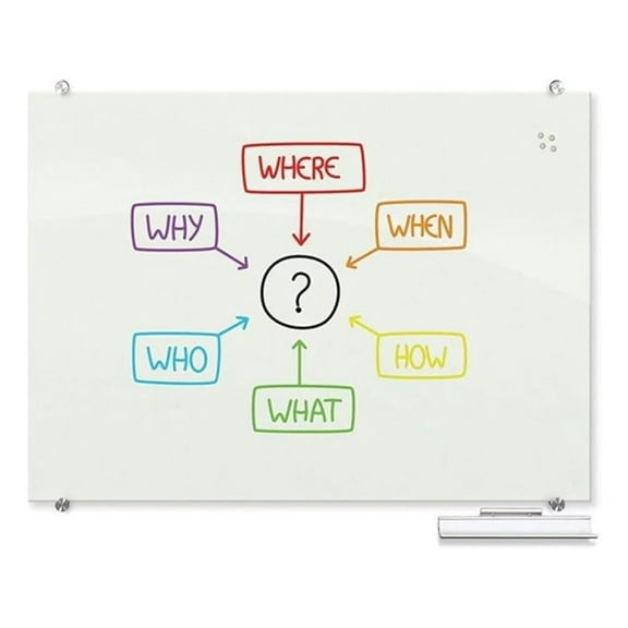 MooreCo Visionary Glass Whiteboard, 2x3 ft - Magnetic Dry Erase Board, Frameless Gloss White, Modern Office & Home Décor