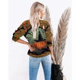 thumbnail image 5 of Black Cat on Pumpkin Sweatshirt Halloween Sweatshirts for Women Fall Pumpkin Face Tee Lightweight Pullover Tops, 5 of 10