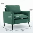 thumbnail image 3 of Modern Faux Leather Chair Set of 2, Oversized Arm Chair for Living Room, Mid-Century Accent Sofa for Bedroom Comfy, Upholstered Single Sofa Readingchair for Waiting Room and conference room,Green, 3 of 8