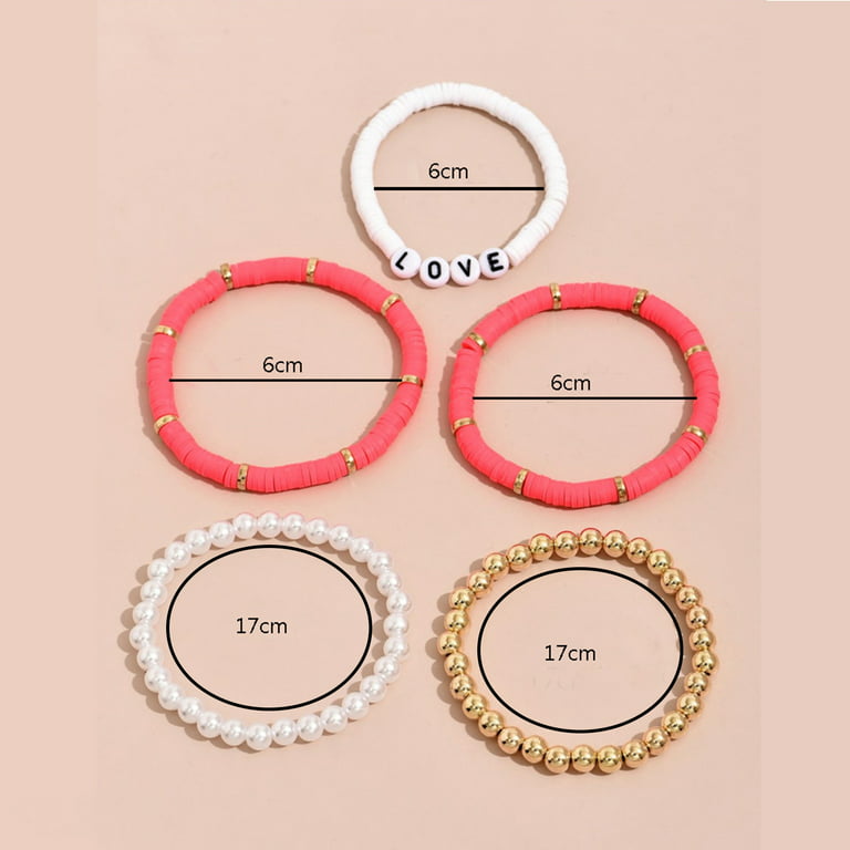 opvise Women Bracelet Letters Elastic Polymer Clay Exquisite Lightweight  Boho Bracelet for Party 