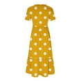 thumbnail image 4 of Uaswgudfs ​2025 Women's Polka Dot Tiered Midi Dress - Retro-Inspired Short Sleeve & Summer Casual Effortless Style Yellow L, 4 of 4