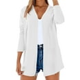thumbnail image 2 of Fall Outfits For Women 2025 Casual Cotton Linen Solid Color Breathable Cardigan, Button Down, Daily & Outdoor Wear 1PC, White L, Size S-2XL, 2 of 8