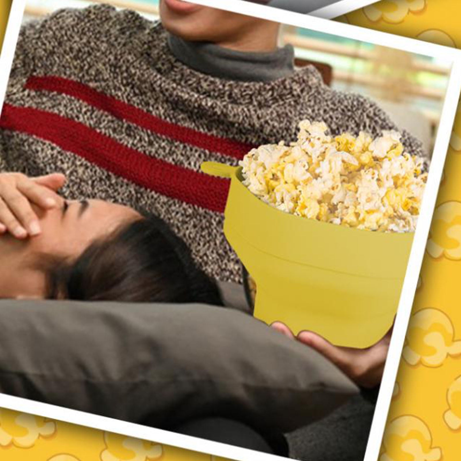 POPCORN様 ZX Silicone Popcorn Bucket with Handle Foldable Large
