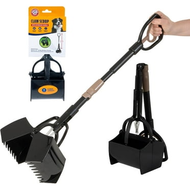 Arm & Hammer Dog Poop Pooper Scooper Heavy Duty Plastic Claw Scoop for Yard Pet Waste Management, Extends up to 27", Black