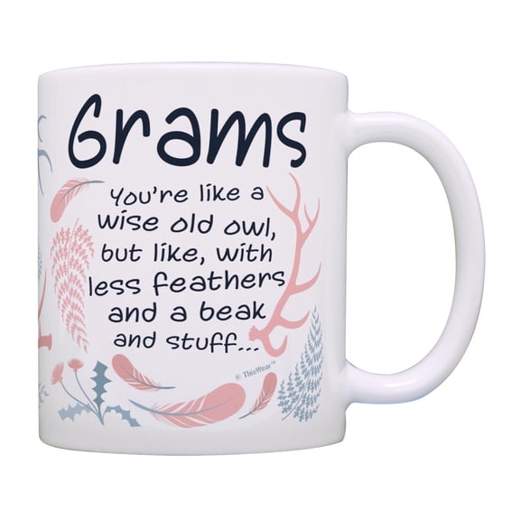 ThisWear Gifts for Grams Like Wise Old Owl Less Feathers Beak and Stuff Ceramic 11oz Coffee Mug