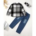 thumbnail image 3 of 5T Baby Boys Clothes 6Y Boys Fall Winter Denim Pant Set Little Boys Long Sleeve Plaid Top Jeans Pants 2PCS Set Black, 3 of 7
