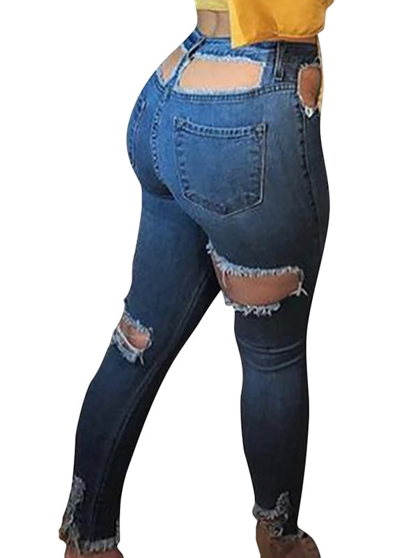 ripped back jeans womens