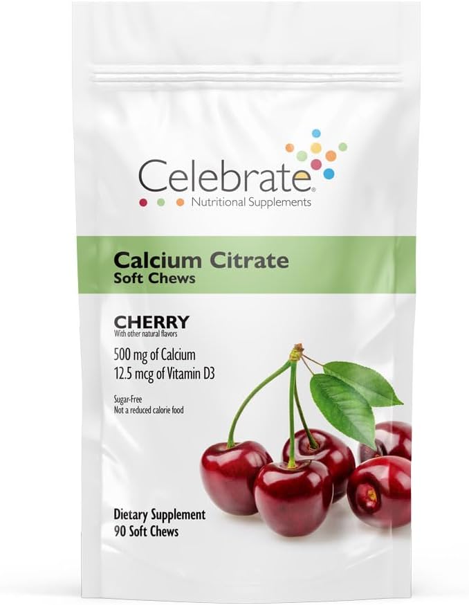 Vitamins Bariatric Calcium Citrate Soft Chews with Vitamin D3, 500mg, SugarFree & GlutenFree