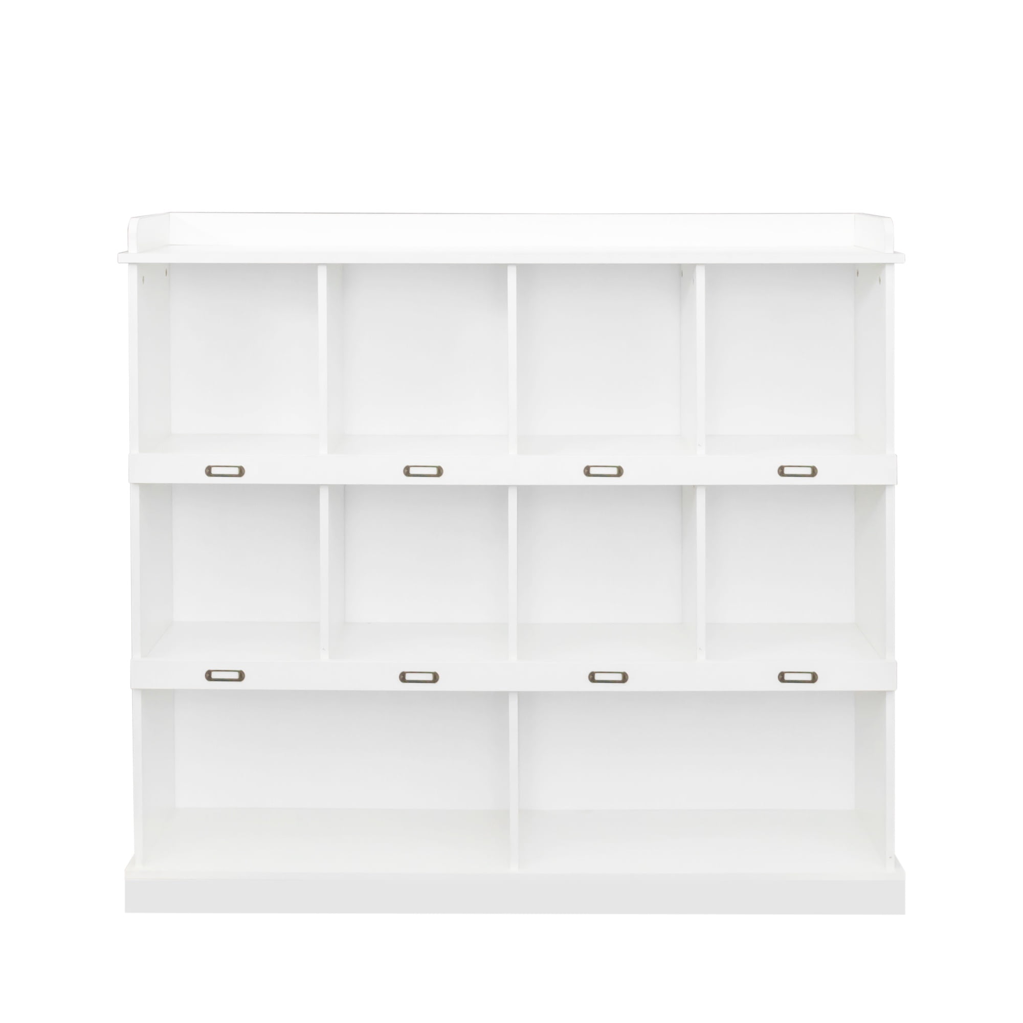 PORKISS 3 Tier Bookshelf, Wooden Bookcase with 10 Cube Storage Organizer, Freestanding Open Bookshelf for Bedroom, Living Room, Office, White