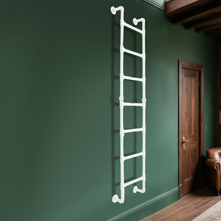 White Wall-Mounted Ladder for Attic Bunk Bed Multi-Functional 7-Step Ladder