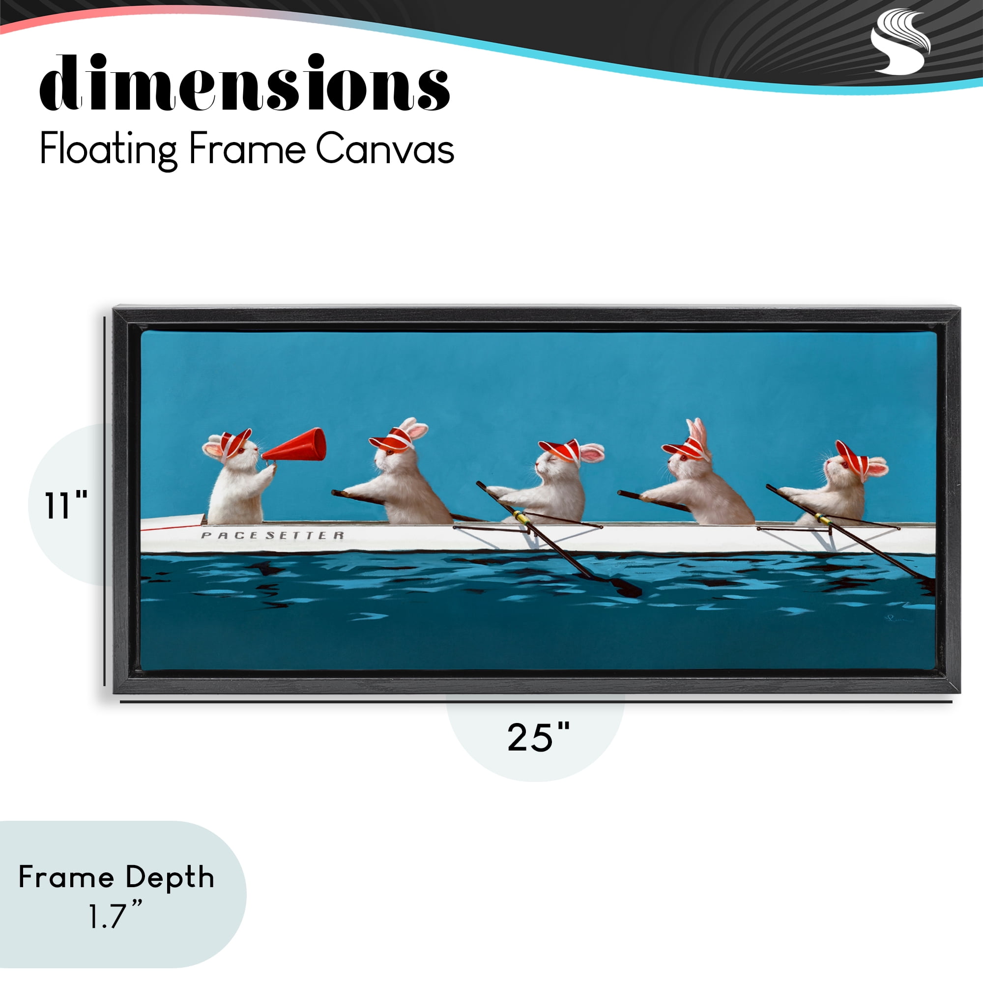 Stupell Industries Bunnies In The Boat Black Framed Floater Canvas Wall Art, design by Lucia Heffernan