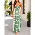 thumbnail image 4 of Women'S Casual Sleeveless Jumpsuits Green Floral Spaghetti Strap Wide Leg Pants Rompers With Pockets, 4 of 7