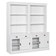thumbnail image 6 of Harper & Bright Designs Tall Wood Bookshelf Set of 2, Bookcases with Glass Doors and Drawers, 2 Pieces Storage Bookcase with LED Lighting and Sliding Doors, White, 6 of 18