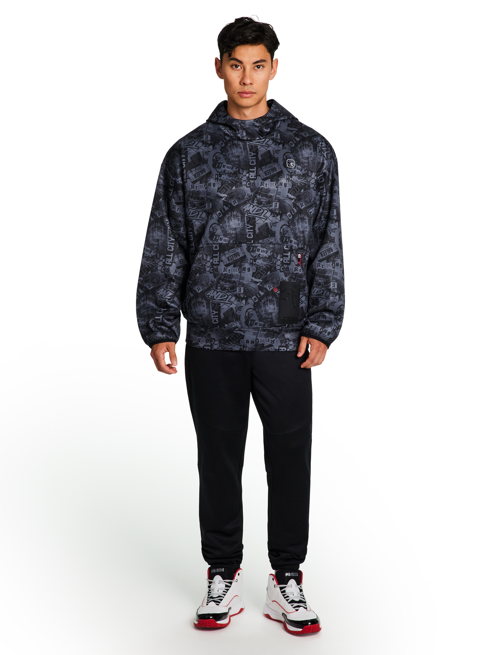 AND1 Men's and Big Men's Ultimate Print Pullover Hoodie, up to Size 3XL
