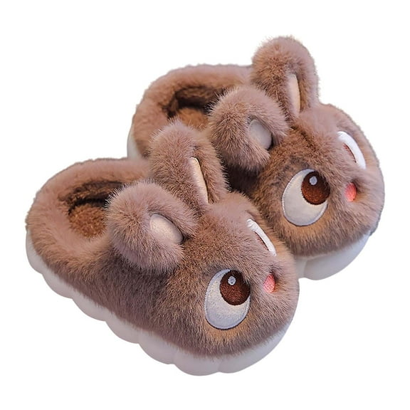 XXWXYD Bunny Slippers with Memory 𝖥oam & Thick Rubber Sole - Fuzzy Anti-Skid Home Shoes for Boys & Girls, Indoor/Outdoor Cute Animal Design