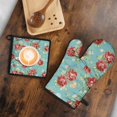 thumbnail image 5 of Pioneer Flower Floral Print Pattern Kitchen Oven Mitt and Pot Holder Sets 2 Pcs for Baking, Cooking and Grilling, Heat Resistant Up To 392 °F, 5 of 7