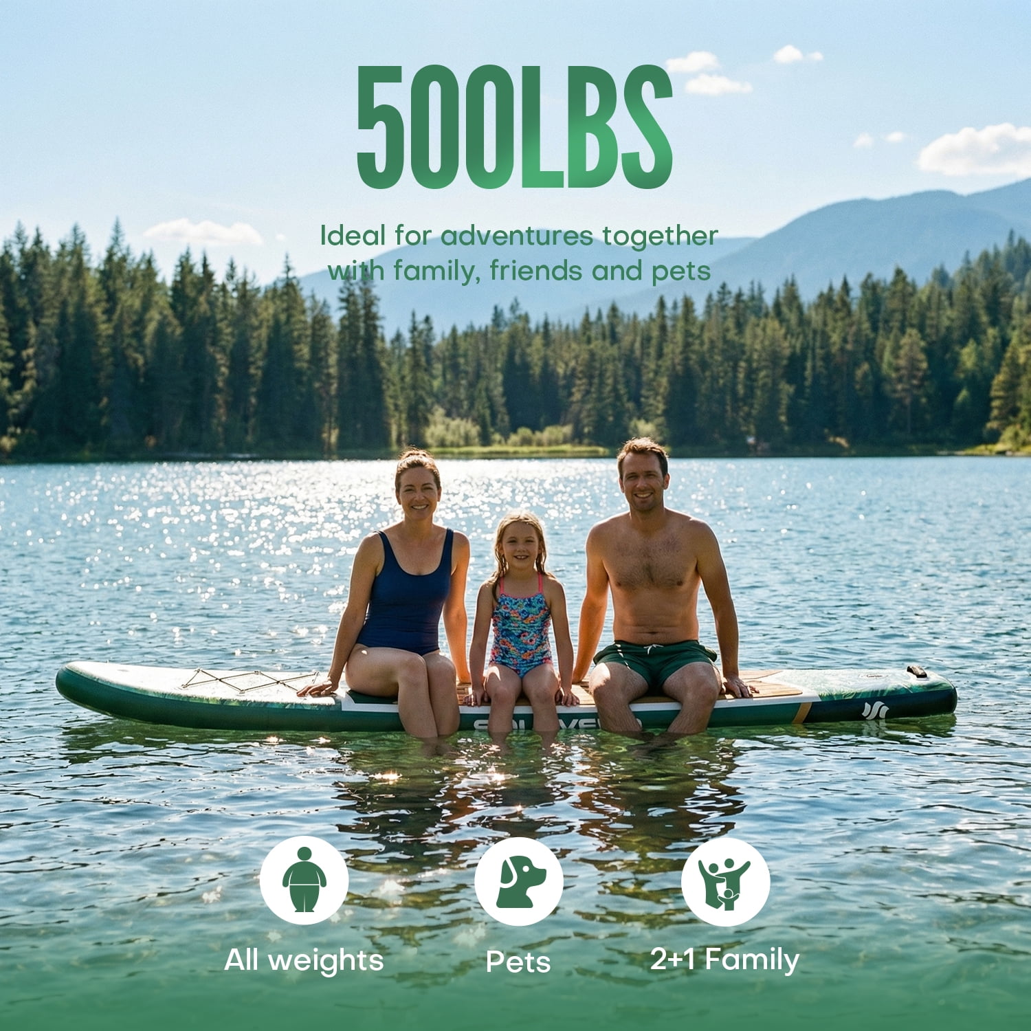 SOLAVERO Inflatable Stand Up Paddle Board with SUP Accessories, Anti-Slip EVA Deck, 11'×33" Blow Up Paddle Board Adults & Youth
