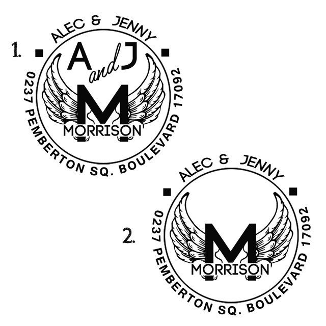 Accessoire de Bureau Monogramme Adresse Familiale Ronde Personnalisée