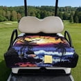 thumbnail image 2 of Psesaysky Golf Cart Seat Covers with Extra Handle, Portable Golf Seat Towel Blanket, Non-slip Back, All Seasons Fit for EZGO, Yamaha, Club Car Front Seats, Hawaiian Palm Tree, 2 of 8