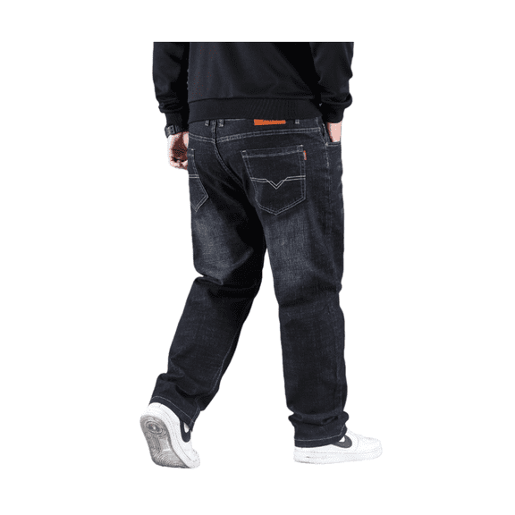 Men’s Plus-Size Lightweight Stretch Jeans, Loose-Fit Straight-Leg Denim Jogger Pants, Extra-Large Comfortable Casual Trousers for Daily Wear, Big & Tall Elastic Waist Pants