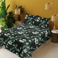 thumbnail image 2 of Ambesonne Botanical Fitted & Flat Sheet with Sham 3 Pcs Set, Blooming Wild Art Flowers, Twin XL, Slate Blue Green and Black, 2 of 5