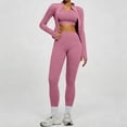 thumbnail image 2 of YWMJI Womens 2 Piece Workout Yoga Outfits Lightweight Slim Fit Zip Up Yoga Cropped Jacket High Waisted Yoga Flare Leggings No Front Seam Workout Pants Bodycon Gym Athletic Tracksuit Pink Xl, 2 of 9