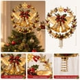 thumbnail image 6 of TTJ Lighted Christmas Tree Topper, 7.87 Inch Gold Double Bells with Angel Wings, Red Bow and Star, Warm LED Illuminated Wreath Design, Spring Base Holiday Tree Decoration(F), 6 of 6