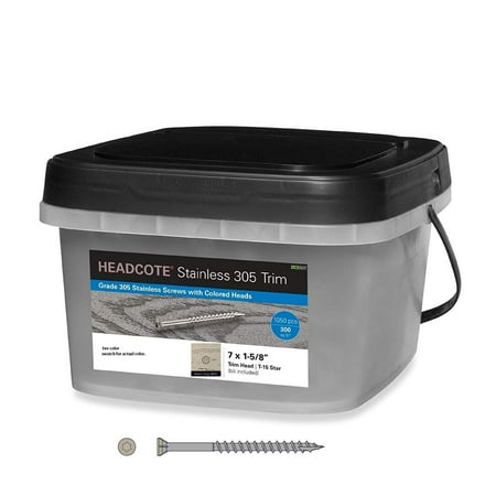 

Headcote #7 x 1-5/8 - #54 Warm Gray - Stainless Steel Trim Head Deck Screws - 1050 pc. Contractor Pack for 300 Sq. Ft. of Decking - STX54K07162