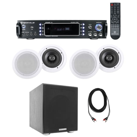 (4) 6.5  Ceiling Speaker System+Bluetooth Receiver+Subwoofer 4 Restaurant/Office price history on PriceWatchPro