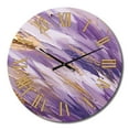 thumbnail image 2 of Designart "Dynamic Abstractions in Purple and Gold II" Abstract Oversized Wall Clock, 2 of 5