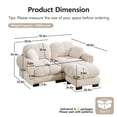 thumbnail image 3 of Bocarali Home Chenille Cloud L-Shaped Loveseat Sofa w/ Ottoman, Cream Beige, 3 of 10