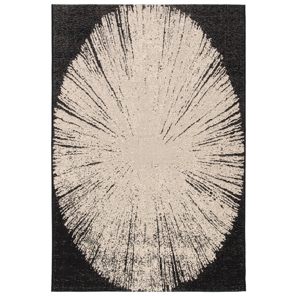 Safavieh Courtyard Lincoln Radiant Indoor/Outdoor Area Rug, Black/Ivory, 5'3" x 7'7"