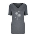 thumbnail image 5 of Jewelreauty Women Casual V Neck Shirt Summer Short Sleeve Graphic Tunic Floral Tops Loose T-Shirt Blouses (S, Gray), 5 of 5