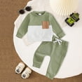 thumbnail image 2 of felwors Toddler Baby Boy Fall Clothes Waffle Contrast Color Sweatshirt Pants Sets Infant Winter Outfits, 2 of 5