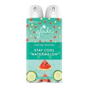 Glade Aerosol Spray, Glade Air Freshener Spray, Stay Cool Watermelon Scent, Infused with Essential Oils, Spring Limited Edition Fragrance, Positive Vibes Collection, 8.3 Oz, Pack of 2