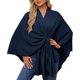 thumbnail image 1 of wonima44 Women's Dayyearn Elegant Shawl Wraps Soft Open Front Poncho Sweater, Cross Front Knit Cape for Spring Fall Winter(Dark Blue), 1 of 1