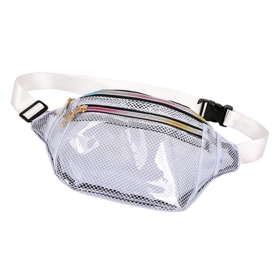 LABSERRON 1Pack White Beach Pack Fanny Bag with Key Phone Holder for Sports Gym Workouts 11.8x5.5x3.5in