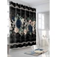 thumbnail image 3 of Fsddascl Halloween Shower Curtain Set - Long 72" x 84" Washable Bathtub Curtain with 12 Hooks, Boho Horror Skull Flower Leaf Black Waterproof Fabric Stall Shower Curtains for Bathroom/Bathtub Décor, 3 of 6
