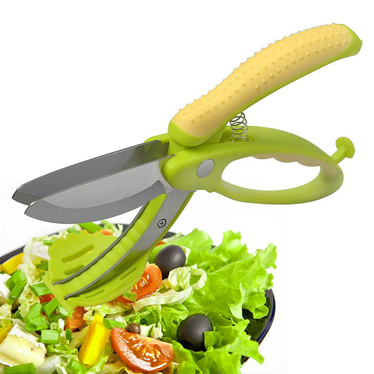  Kitchen Salad Scissors with Salad Forks for Chop n Mix  Salad,Salad Cutting Tool Cut and Toss Dual Blade Salad Chopper Scissors,Multifunction  Vegetable Salad Making Kit with Cutter n Mixing Fork 