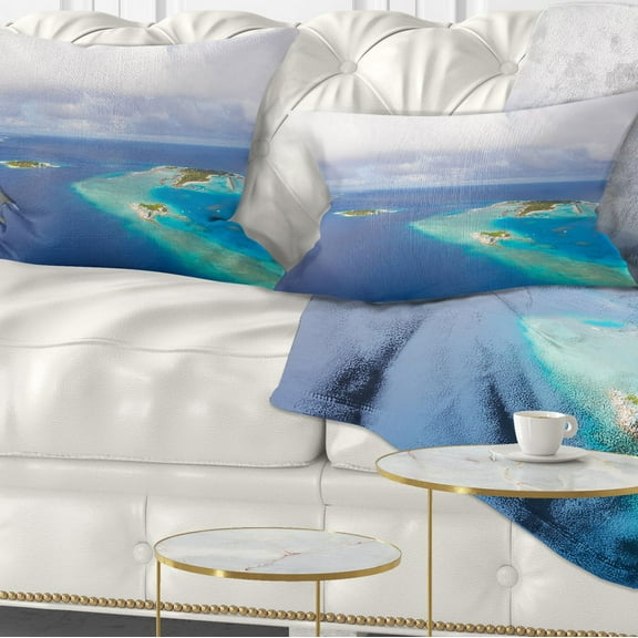 Designart 12" x 20" Blue Polyester Throw Pillow