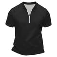 thumbnail image 4 of xfsWaSs Mens Solid Color Half Zip Short Sleeve T Shirts Stand Collar Athletic Casual Tops Breathable Gym Workout Tee Stylish T-Shirts Fashion Tee Tops, 4 of 4