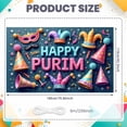 thumbnail image 2 of Colorful Happy Purim Banner Festive Purim Display Carnival Clown Hat Festive Backdrop for Purim Celebration Costume Party Indoor Decor, 2 of 9
