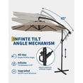 thumbnail image 3 of Parasol Déporté de Patio 10 Pi avec Protection UV UPF 50+ – Résistant à la Décoloration et au Vent, Rotation à 360°, Auvent Ventilé, Inclinaison Infinie, Manivelle, Grand Ombrage Extérieur Décentré pour Jardin, Terrasse, Piscine, Cour Arrière, 3 of 7