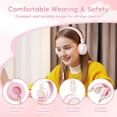 thumbnail image 4 of Kids Headphones, 85/94dB Safe Volume Headphones for School, over Ear Kids Wired Headphones with Built-in Microphone, Noise Isolation, Adjustable Wired Headphones for Girls, Kids, Tablet, Pink & White, 4 of 8