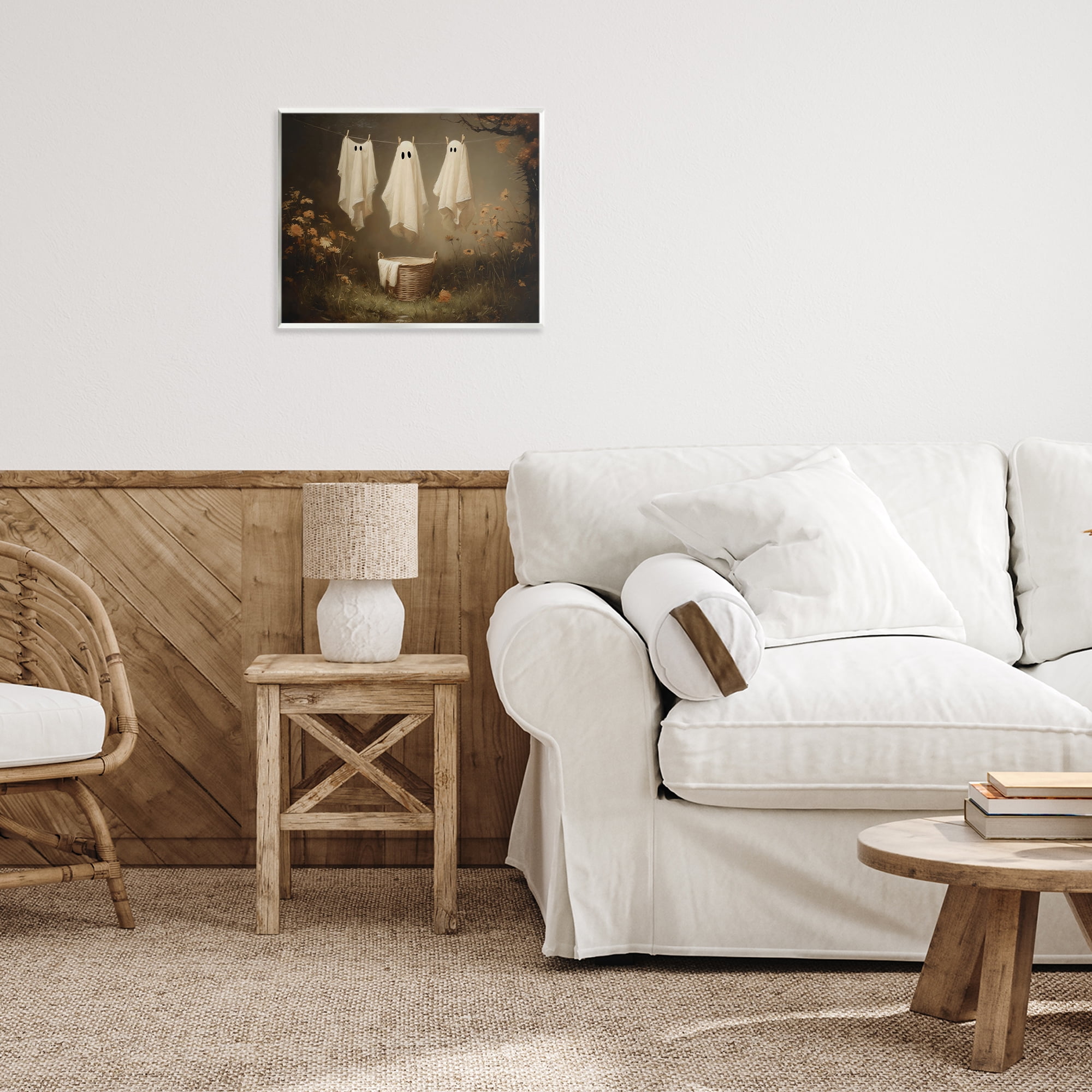 Three Laundry Ghosts Hanging Wall Plaque Art, design by Arlington Prints