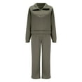 thumbnail image 6 of MSJUHEG Workout Sets For Women Womens Long Sleeve Tops Women Two Piece Outfits Sweatsuit Set Quarter Zip Sweatshirt Wide Leg Sweatpant Fall Set Tracksuit Lounge Sets For Women Army Green M, 6 of 7